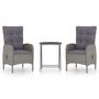 Voir la diapositive 2 : VIDAXL Ensemble de bistro de jardin 3 pcs Resine tressee et verre Gris