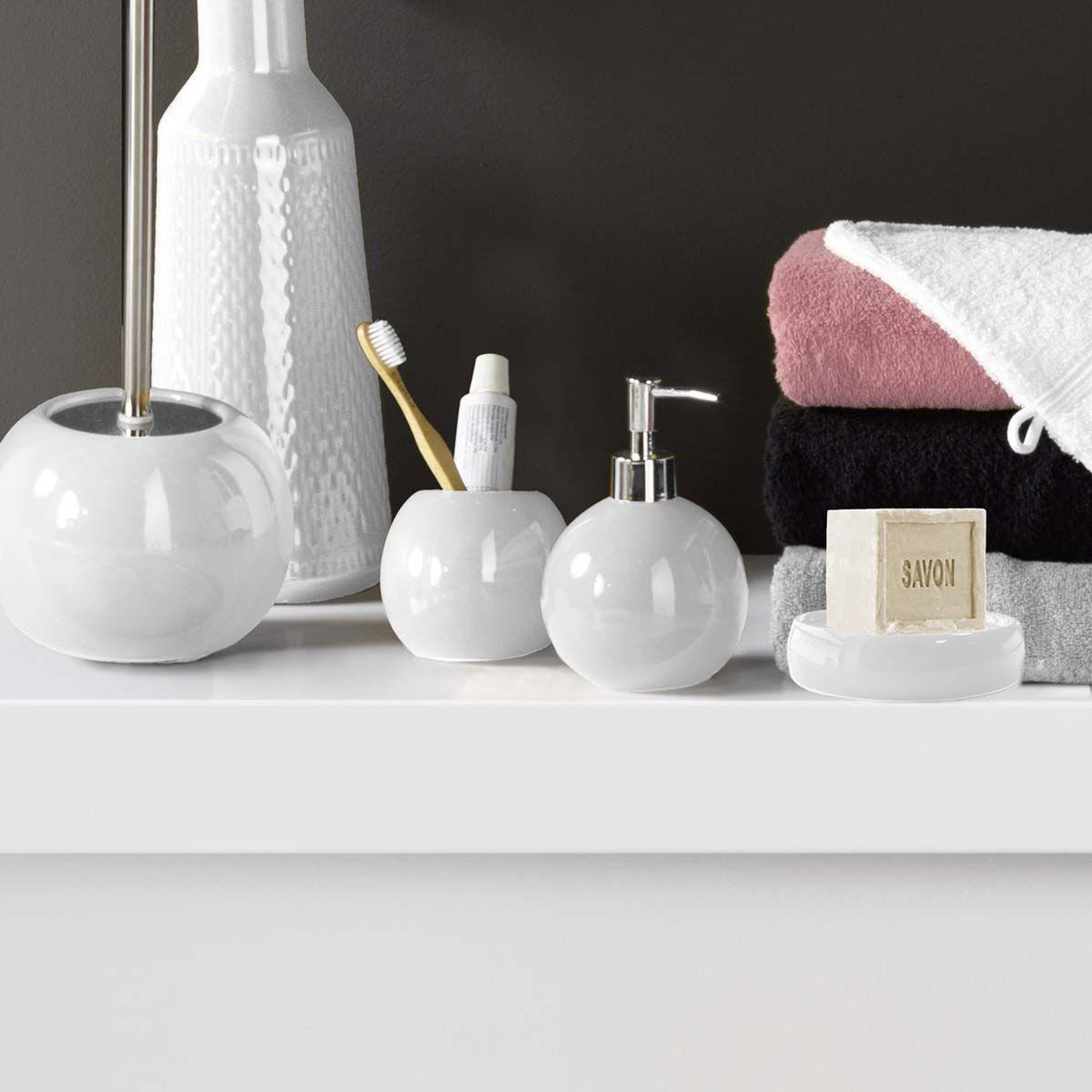 Voir la diapositive 2 : Douceur d'Intérieur Gobelet de salle de bain  bullea  9cm blanc