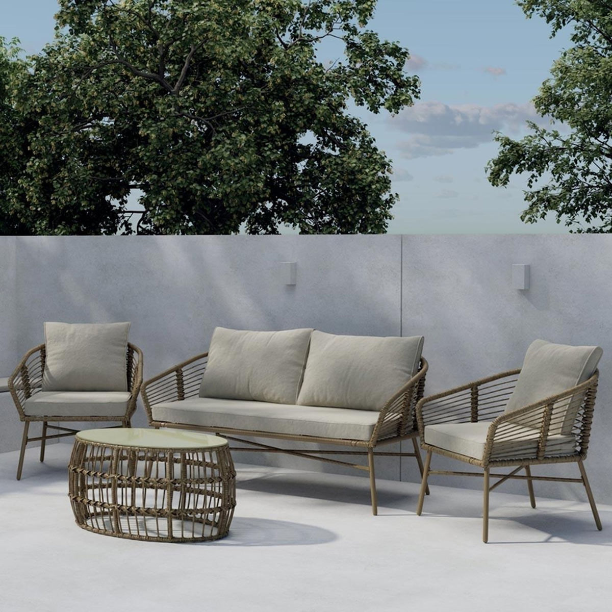 Paris Prix Salon de Jardin 4 Places  Lipari  160cm Marron