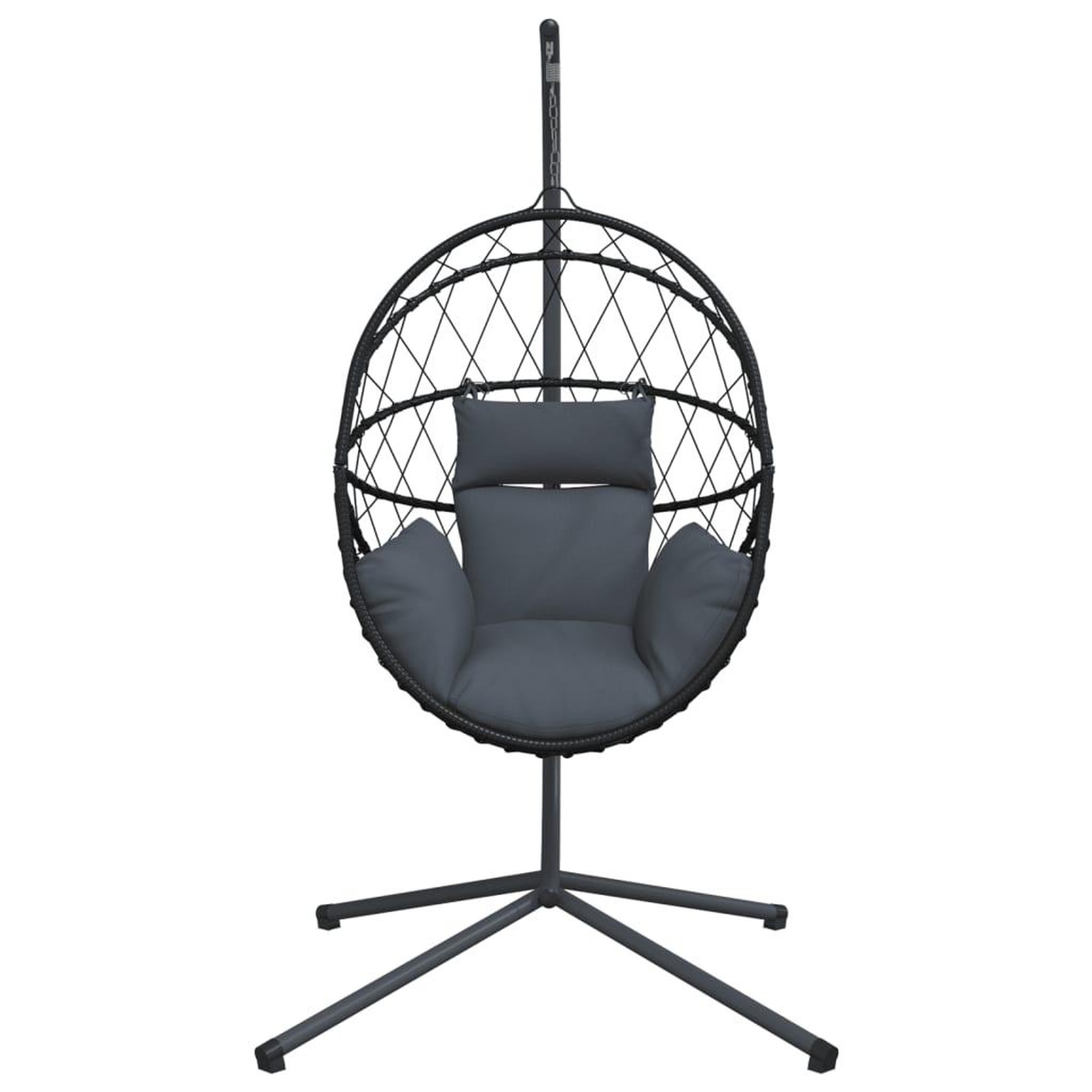 Voir la diapositive 4 : VIDAXL Chaise suspendue en forme d'œuf avec support anthracite