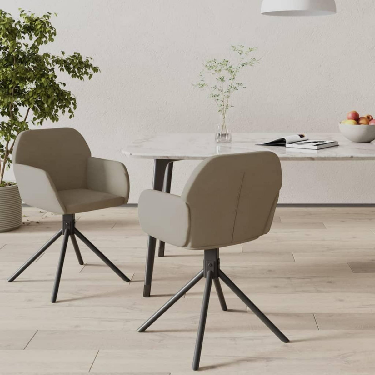 VIDAXL Chaises pivotantes a manger lot de 2 Gris clair Velours