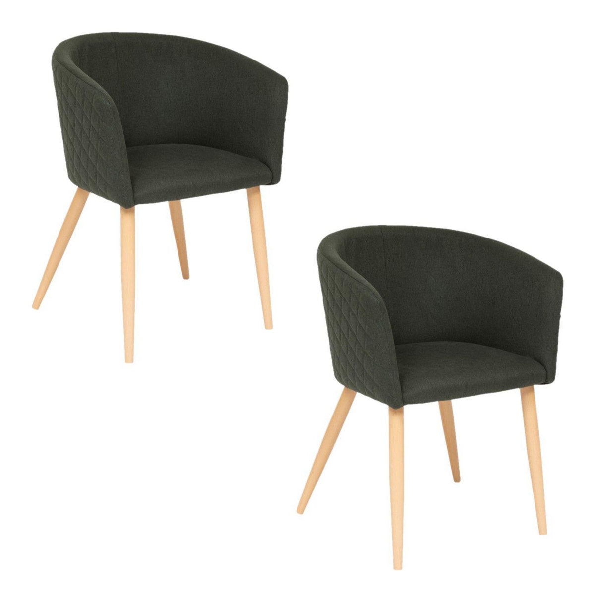 TOILINUX Lot de 2 fauteuils à diner en velours MARLO