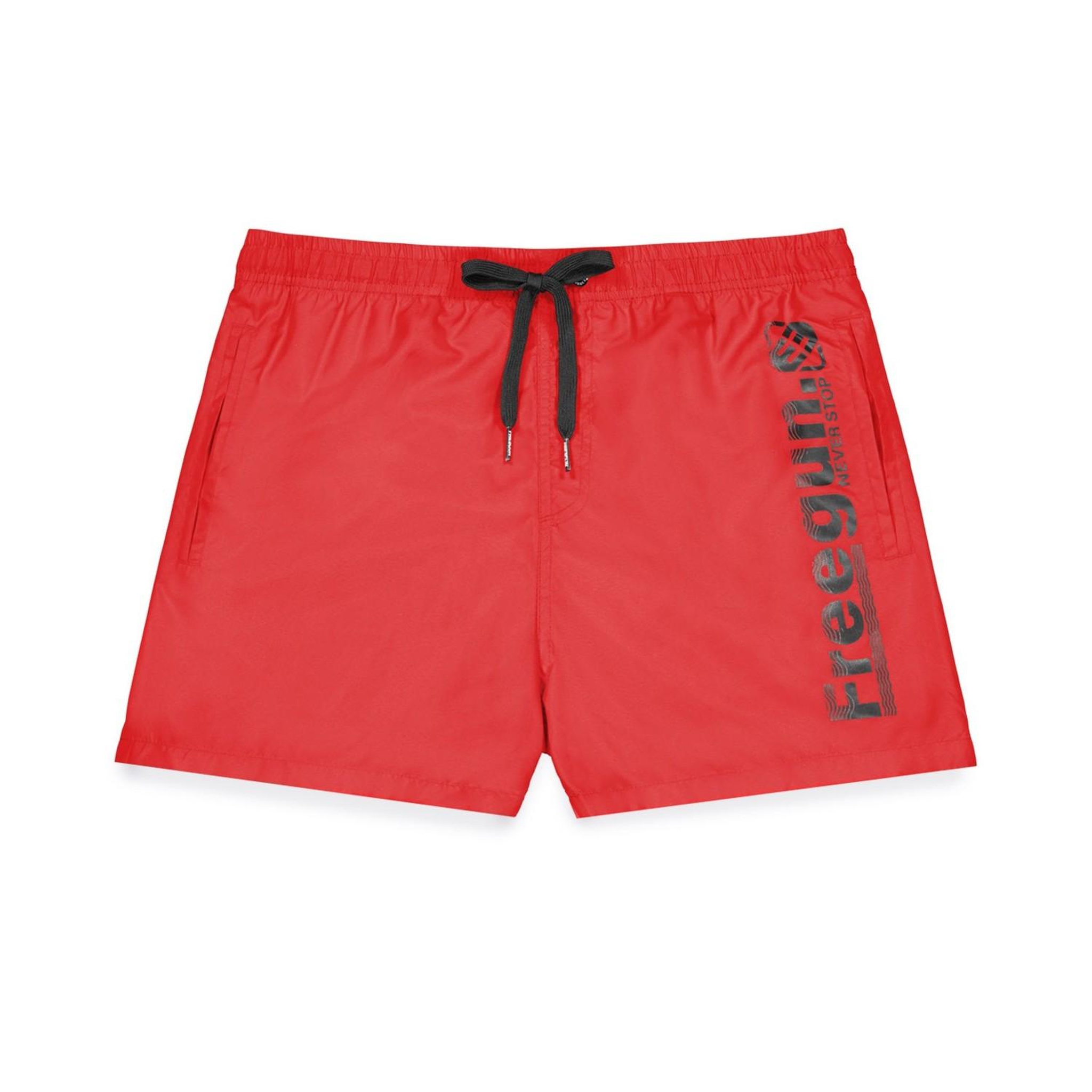 FREEGUN Boardshort court garçon avec ceinture demi-élastiquée. Coloris disponibles : Rouge