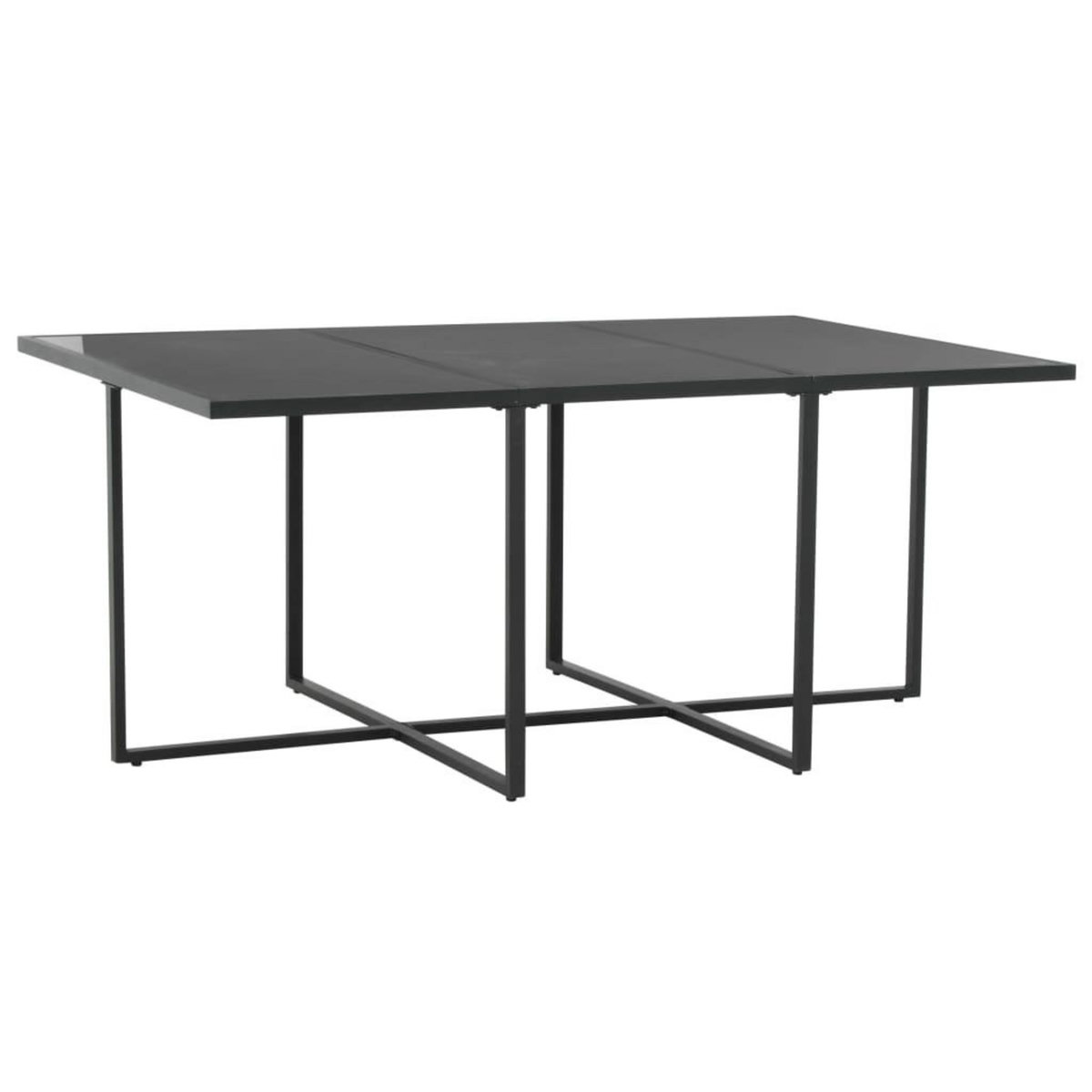 VIDAXL Ensemble a manger d'exterieur 7pcs coussins resine tressee noir