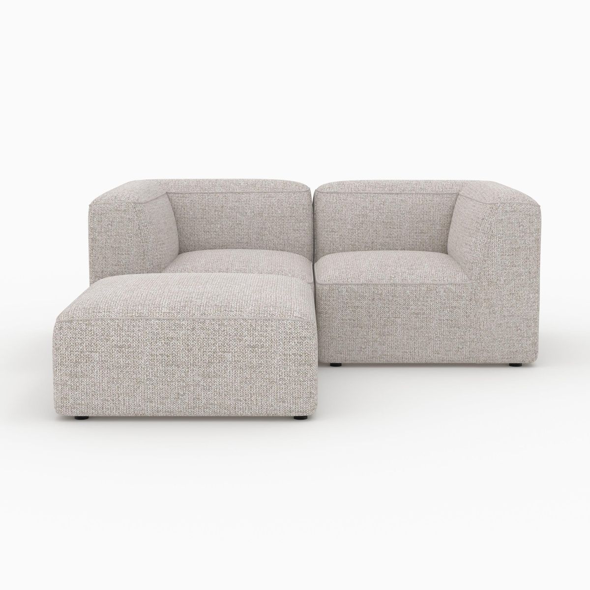 Rendez vous déco Canapé modulable en tissu beige 2 places avec pouf-Hestia