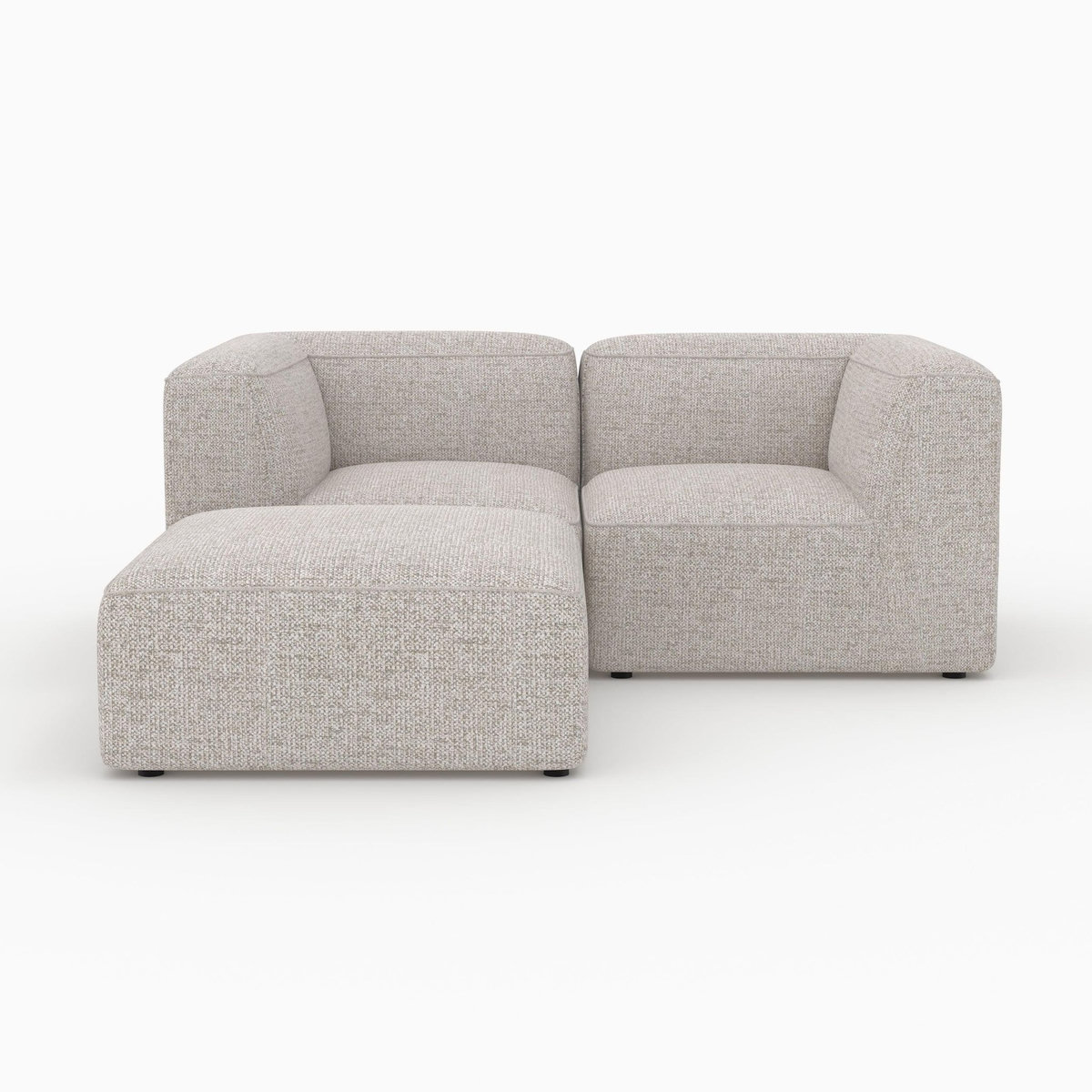 MAISON PAVANE Canapé modulable en tissu beige 2 places avec pouf-Hestia