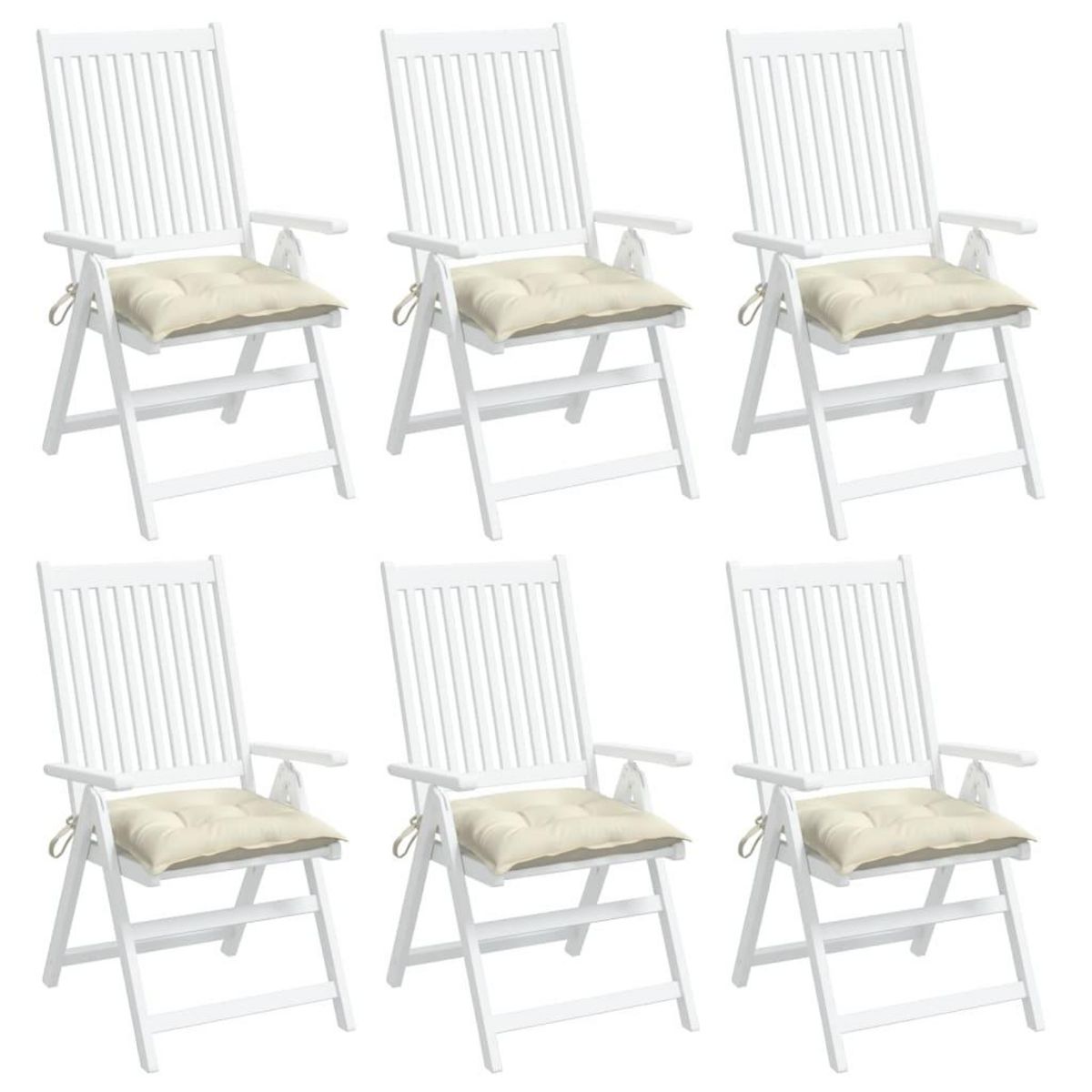 VIDAXL Coussins de chaise lot de 6 blanc creme 50x50x7 cm tissu oxford