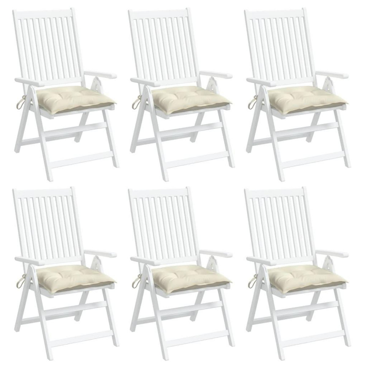 VIDAXL Coussins de chaise lot de 6 blanc creme 50x50x7 cm tissu oxford
