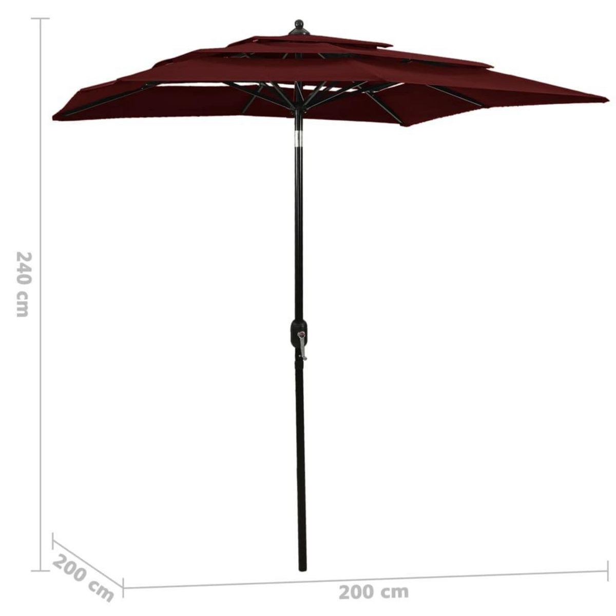 VIDAXL Parasol de jardin a 3 niveaux mat en aluminium rouge bordeaux