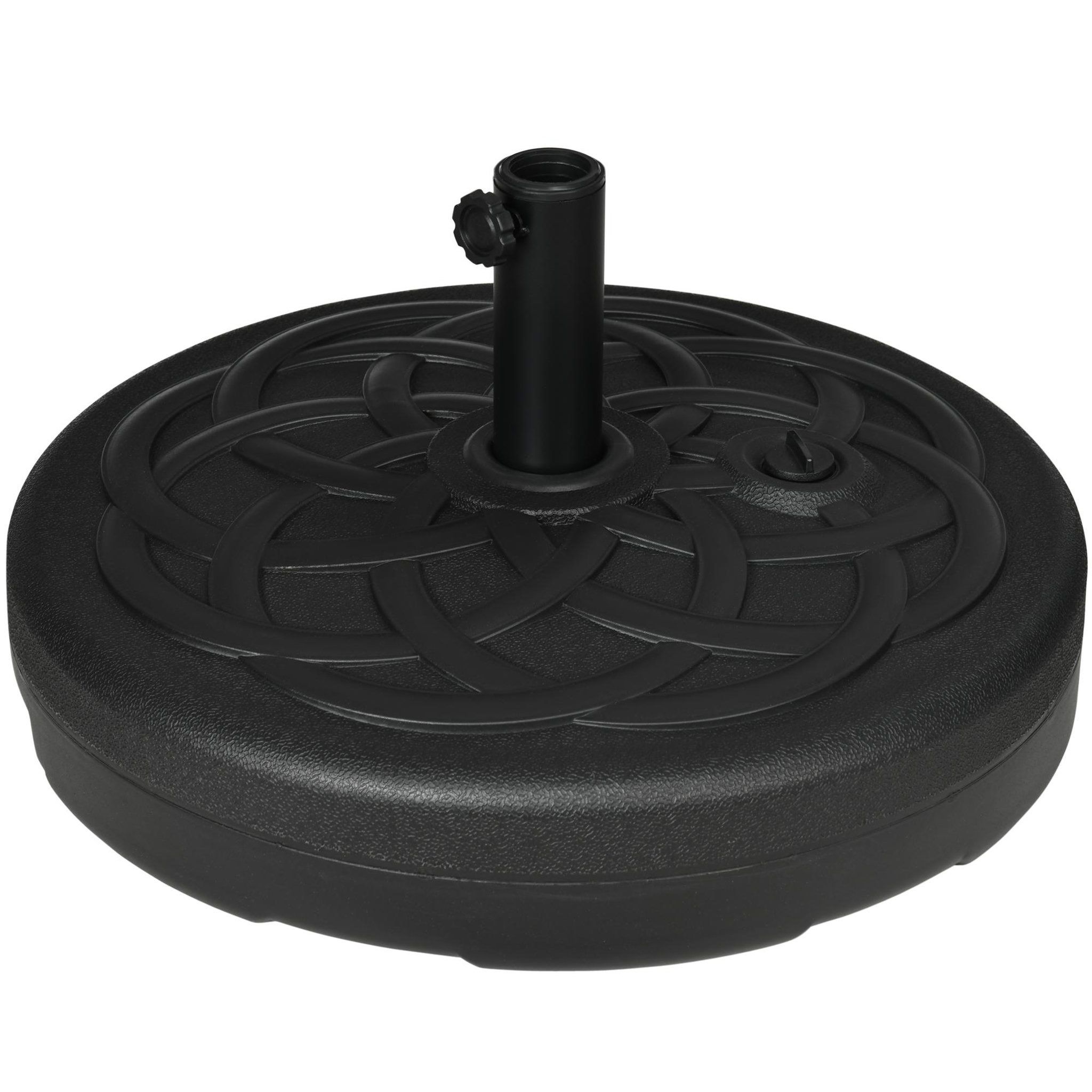 Voir la diapositive 1 : OUTSUNNY Pied de parasol base de lestage parasol rond Ø 56 x 30,5H cm à lester métal PE noir