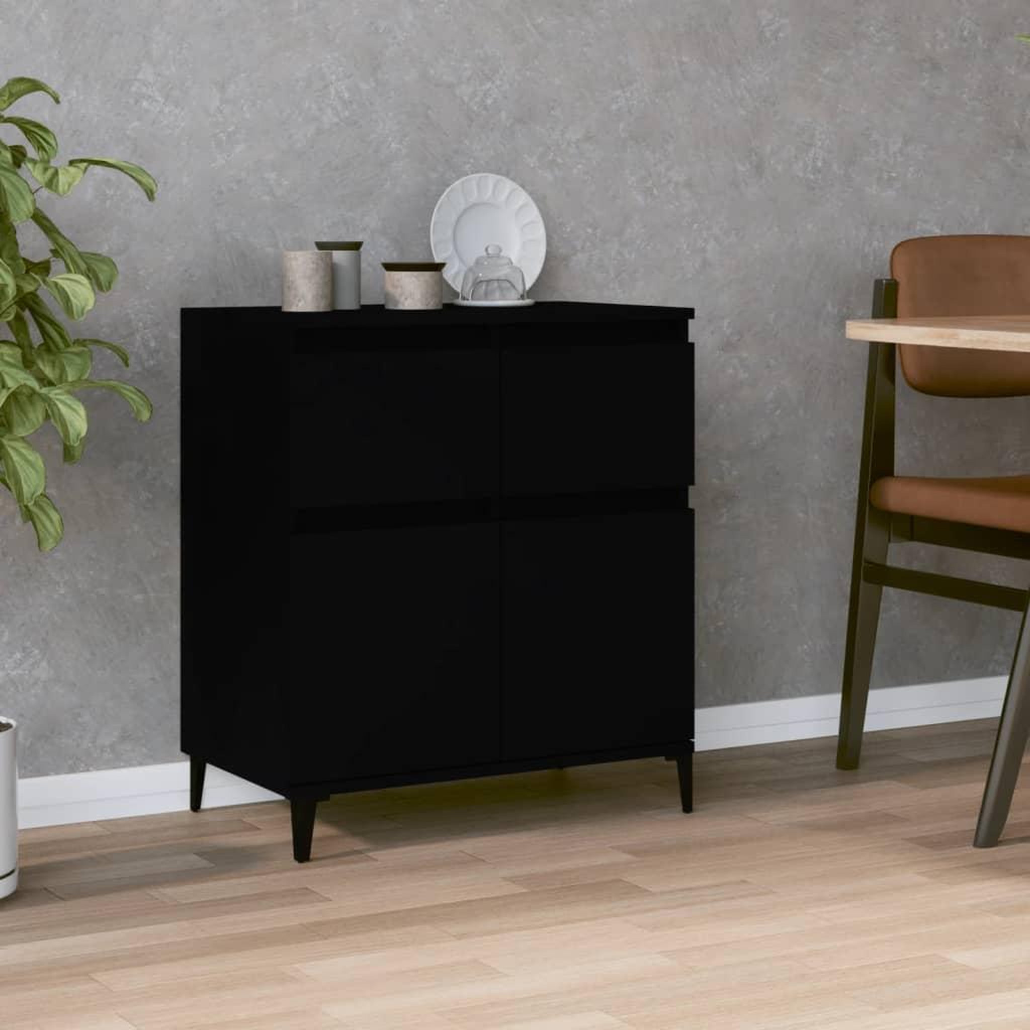 Voir la diapositive 1 : VIDAXL Buffet Noir 60x35x70 cm Bois d'ingenierie