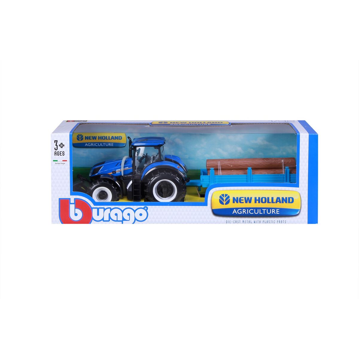 BURAGO Tracteur New Holland avec remorque 1/32ème