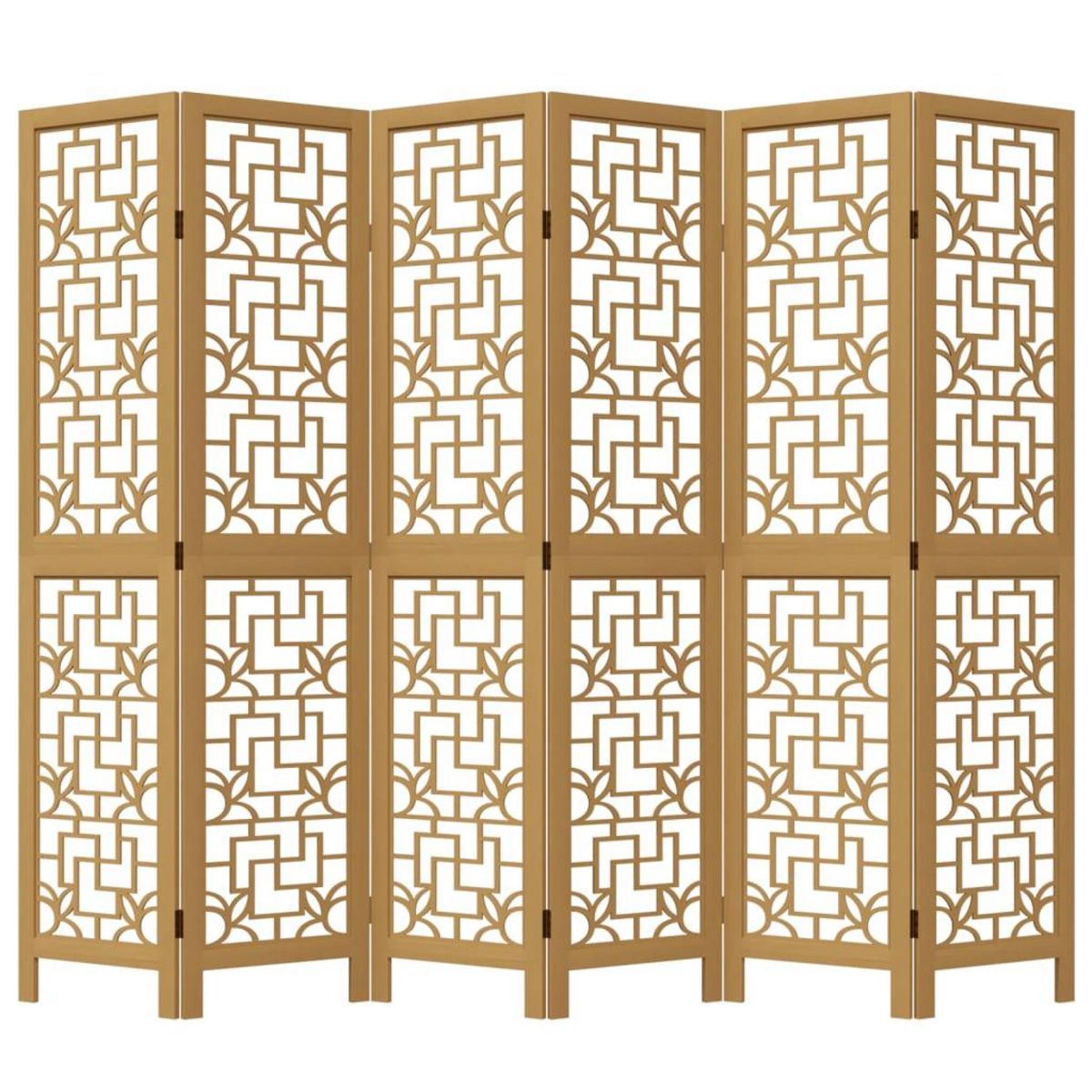 VIDAXL Cloison de separation 6 panneaux marron bois paulownia massif