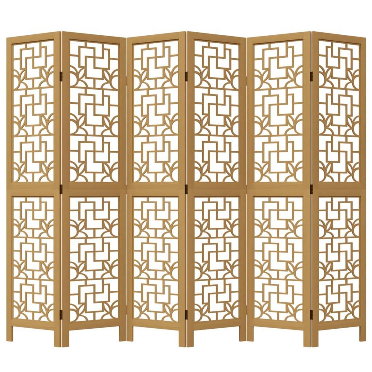 VIDAXL Cloison de separation 6 panneaux marron bois paulownia massif