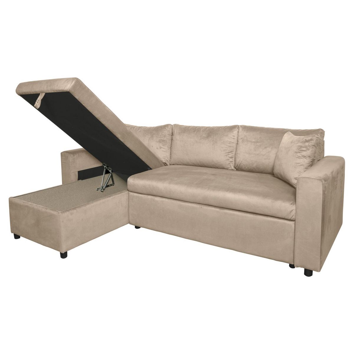 Canapé d'angle réversible convertible avec coffre en tissu ou velours GERALDINE 