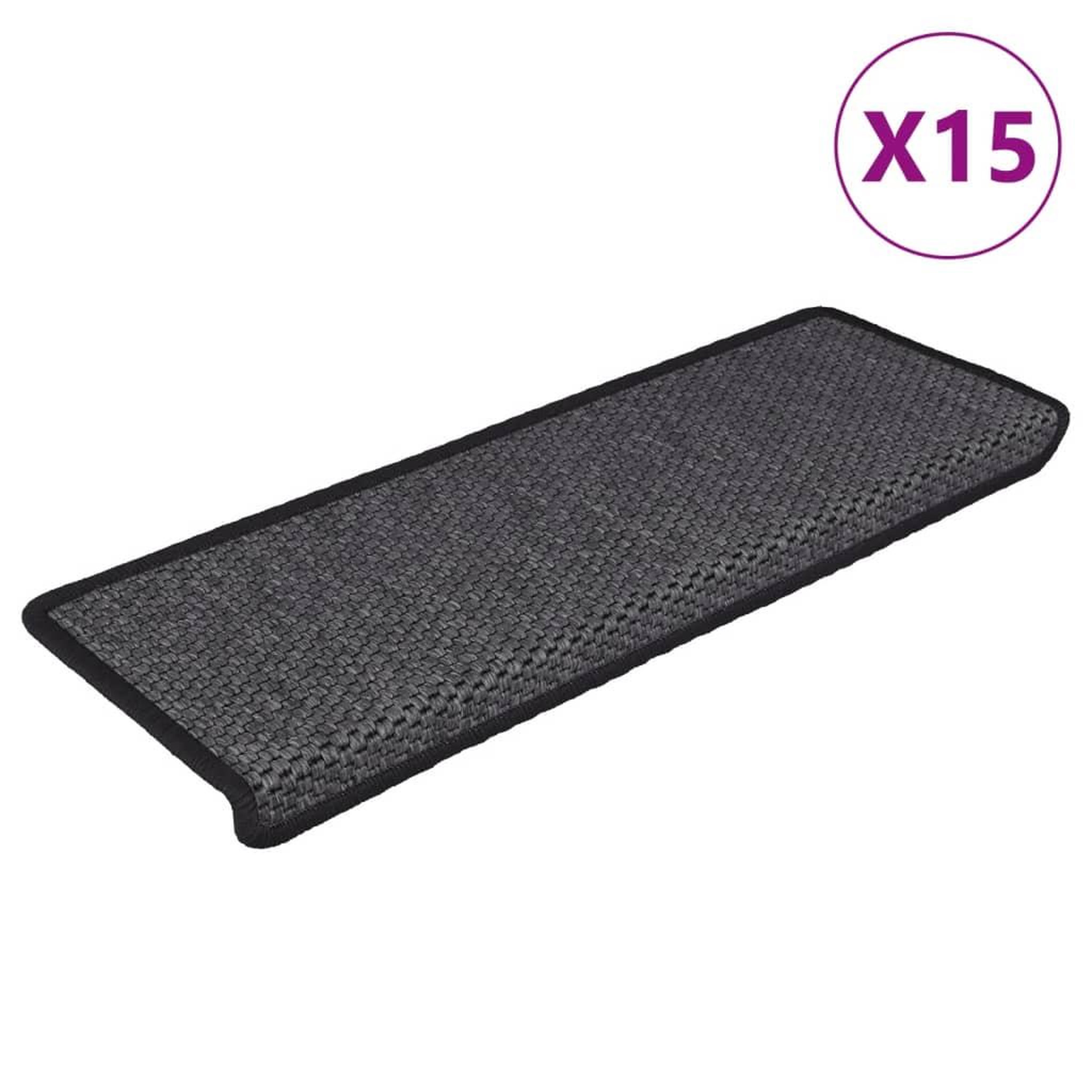 Voir la diapositive 2 : VIDAXL Tapis d'escalier autocollants 15 pcs 65x21x4 cm Anthracite