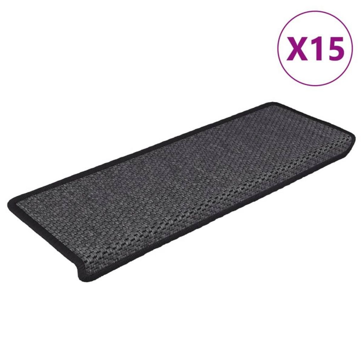 VIDAXL Tapis d'escalier autocollants 15 pcs 65x21x4 cm Anthracite