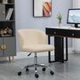 Voir la diapositive 2 : HOMCOM Chaise de bureau design - hauteur réglable, pivotante - piètement acier chromé revêtement effet laine bouclée terre de sienne