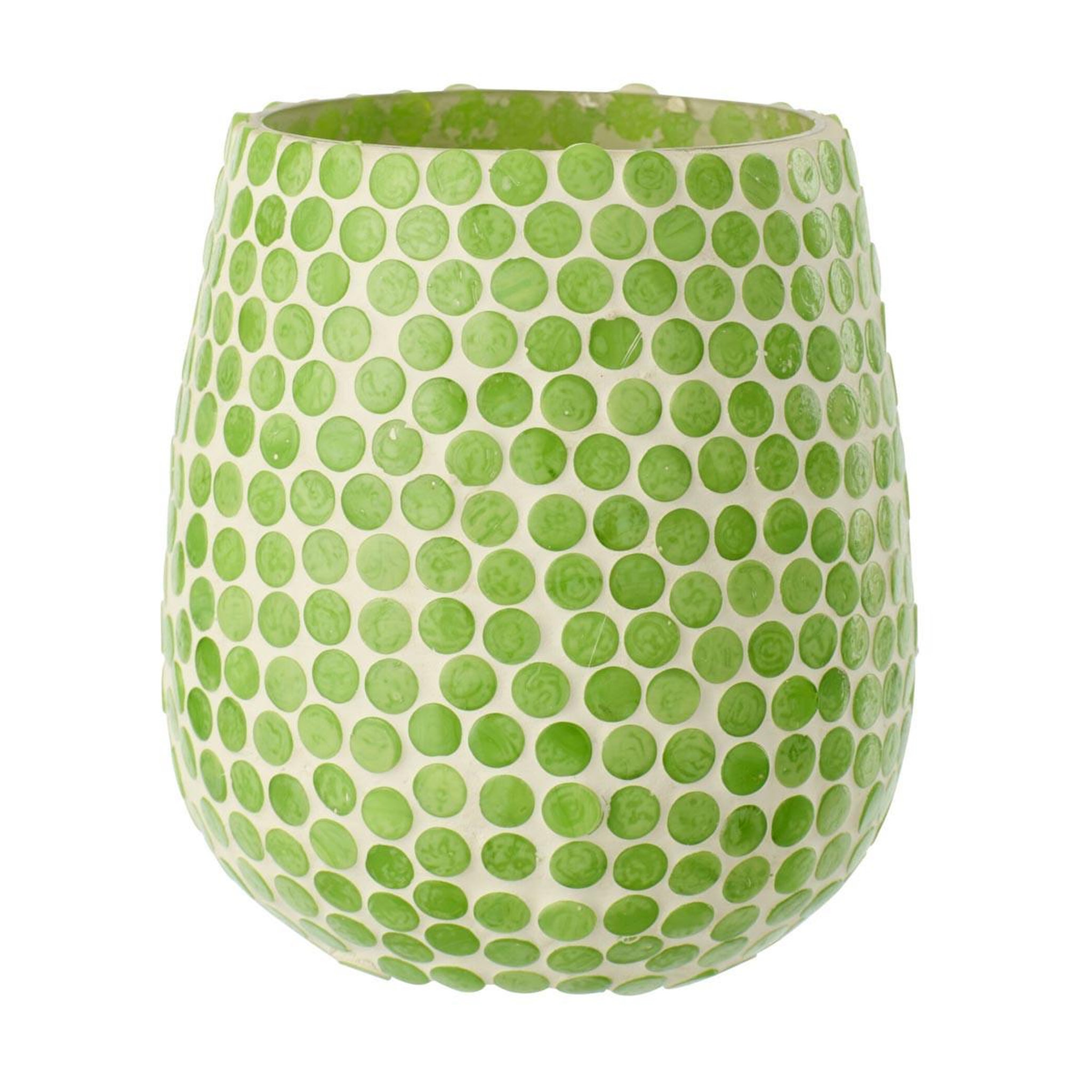 J-LINE Photophore mosaïque en verre  burl  12cm vert