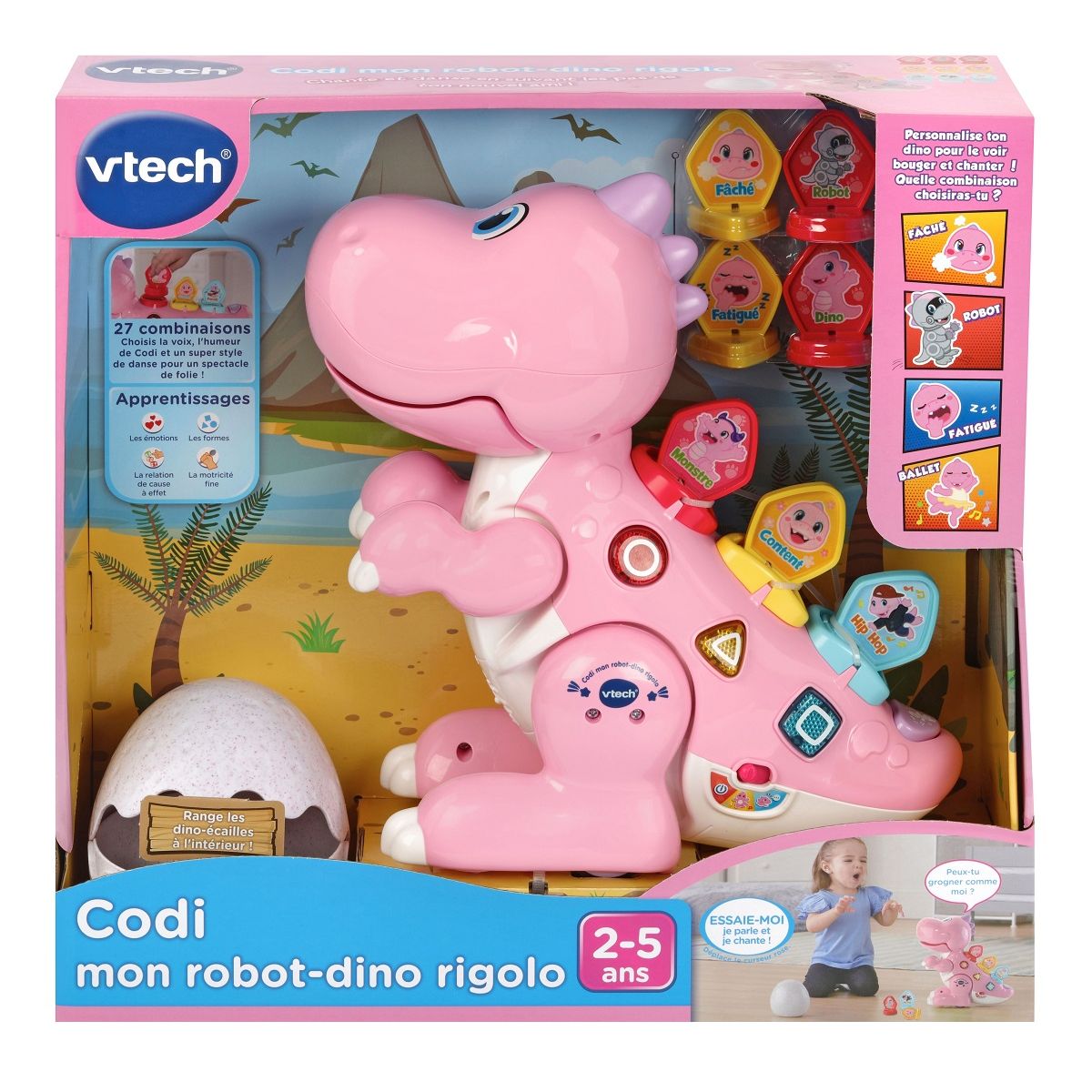 VTECH Codi mon robot-dino rigolo interactif rose
