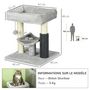 Voir la diapositive 3 : PAWHUT Arbre à chat griffoirs sisal naturel et massant plateforme panier jeu boule suspendue peluche gris