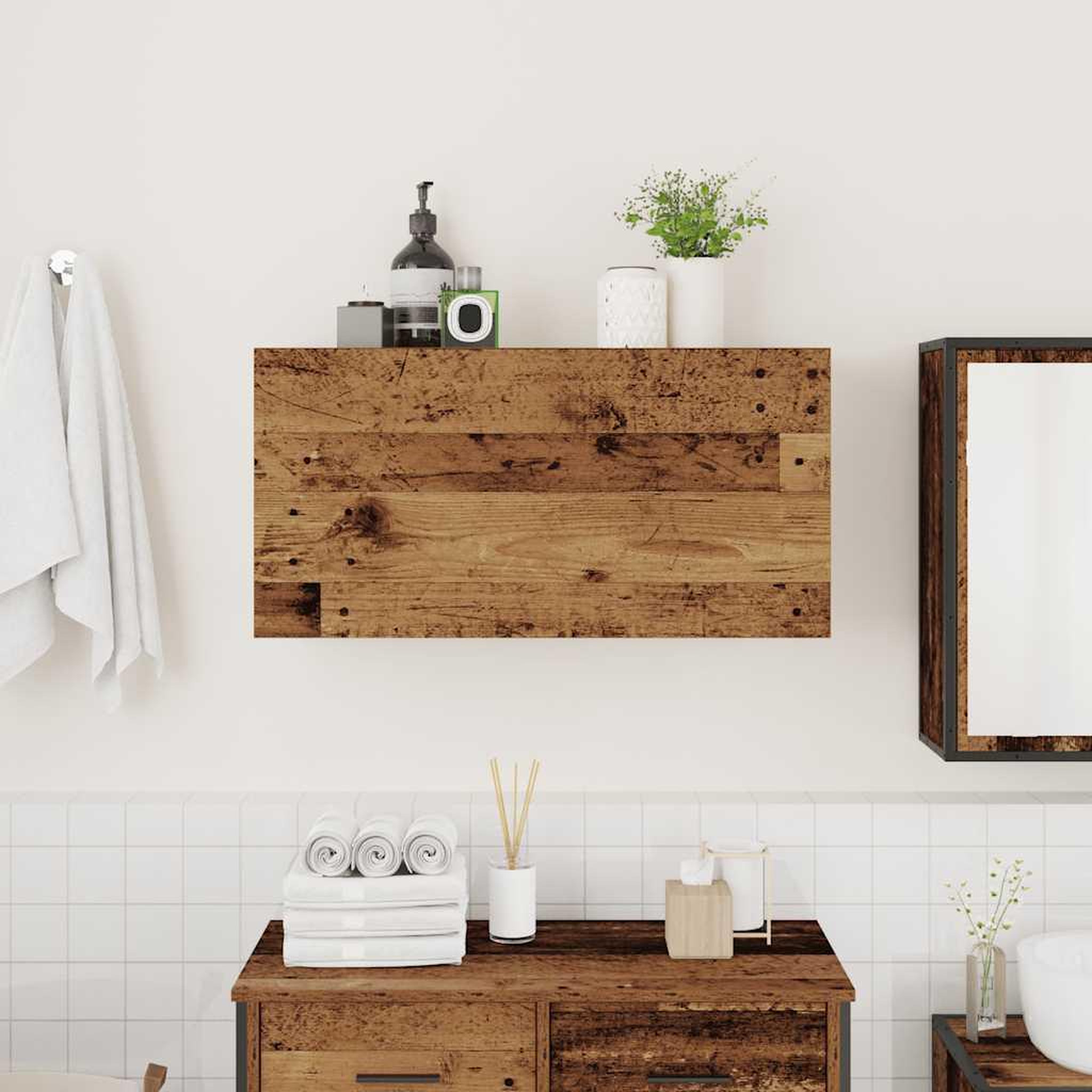 Voir la diapositive 3 : VIDAXL Armoire murale de bain vieux bois 80x25x40 cm bois d'ingenierie