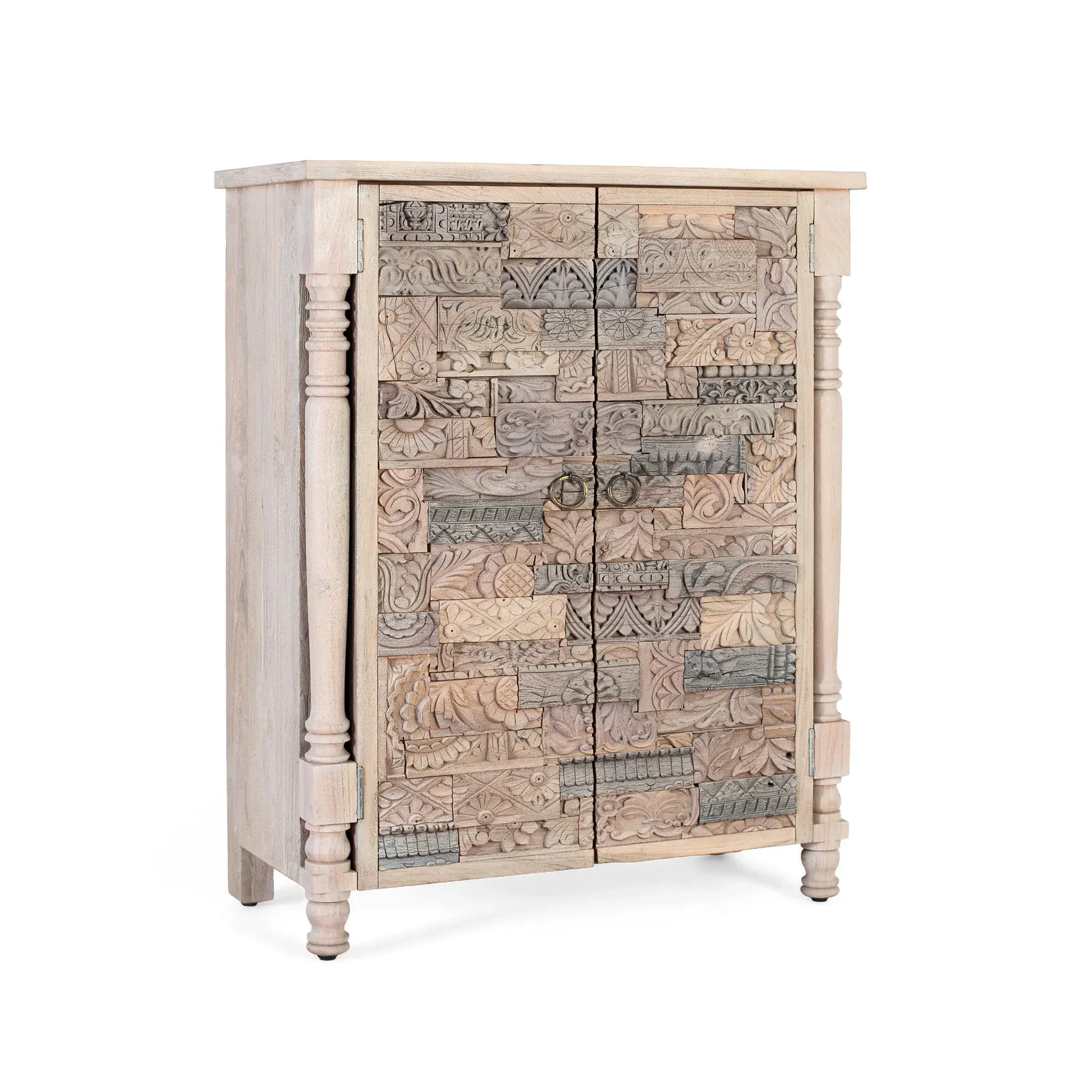Voir la diapositive 2 : GINER Y COLOMER SL Armoire en bois de chêne récupéré 85cm style boho ethnique