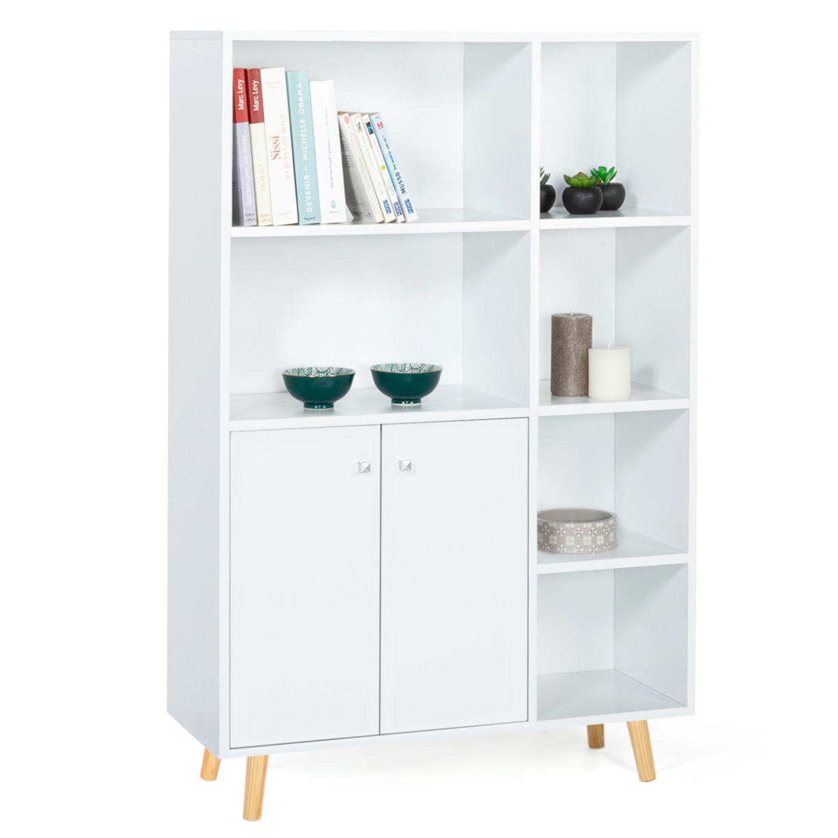 ID MARKET Bibliothèque 2 portes EMMIE scandinave blanc