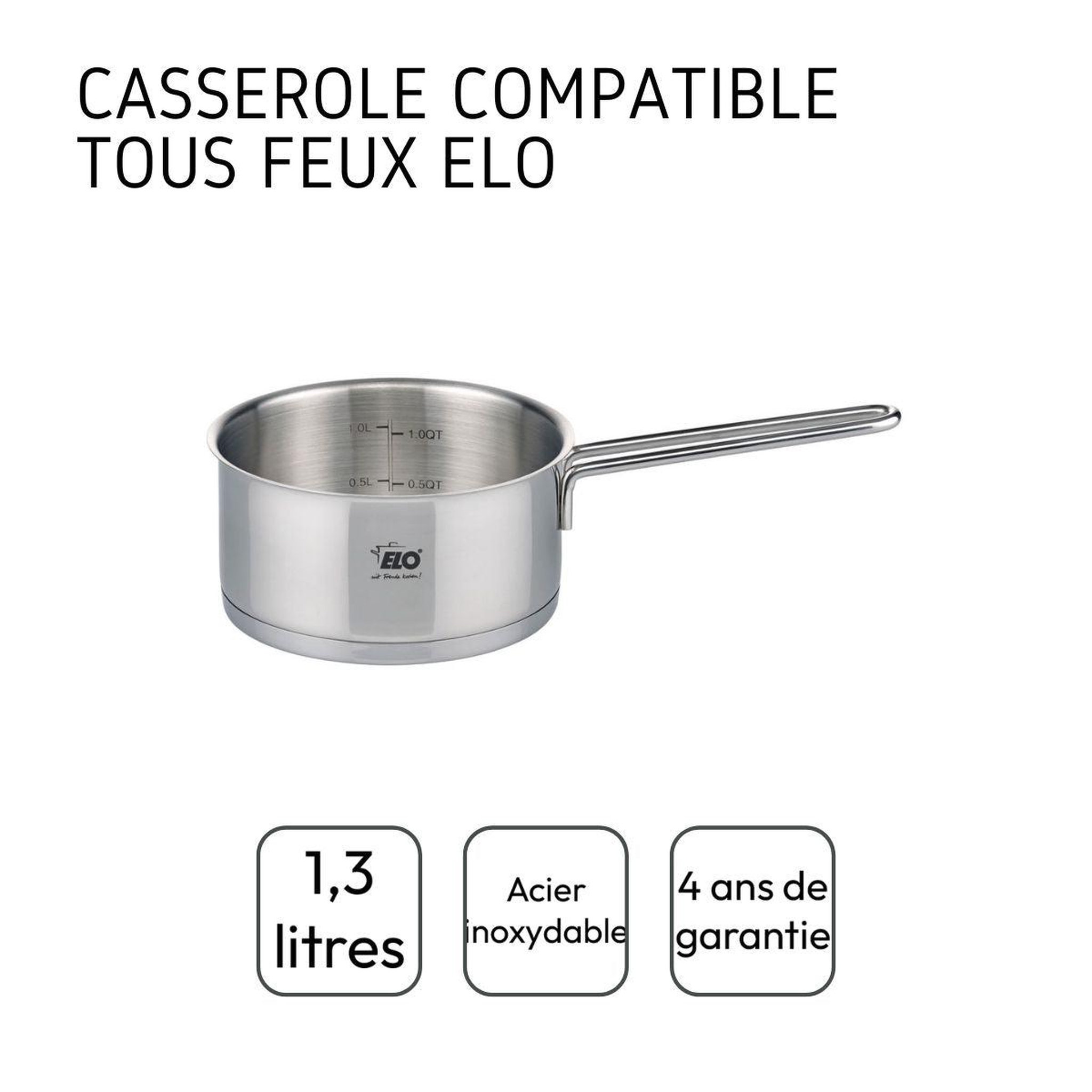 Voir la diapositive 4 : ELO Casserole en inox 16 cm capacité 1,3 litres elo citrin