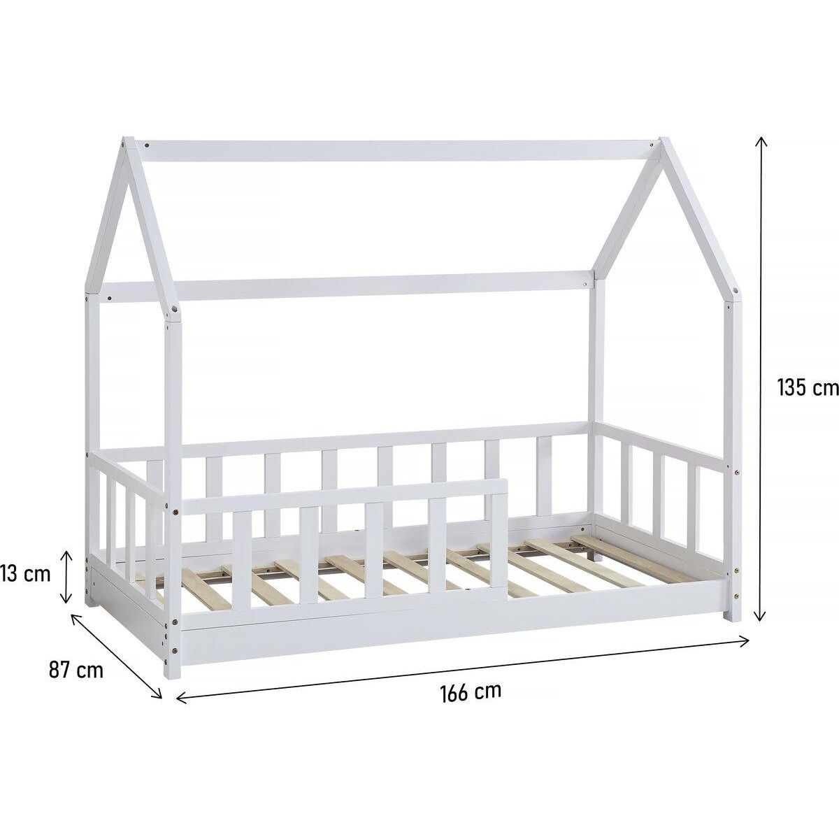 Habitat et Jardin Lit cabane en bois  Charlotte   - Blanc - 80 x 160 cm