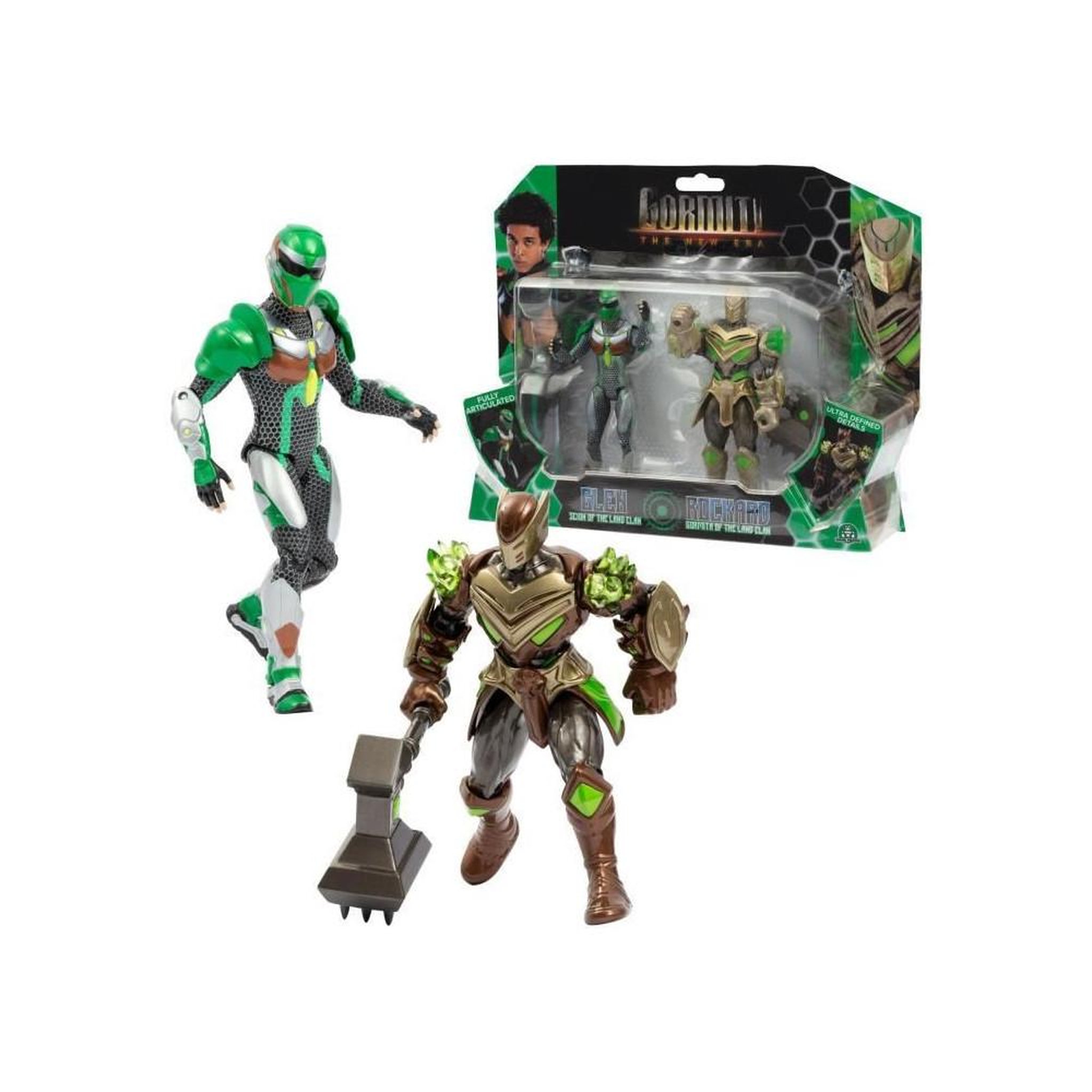 MARKET24 Coffret figurines - GORMITI - Scion et Gormiti associé Terre - Glen et Rockard - 15 cm - a partir de 4 ans - GRV193