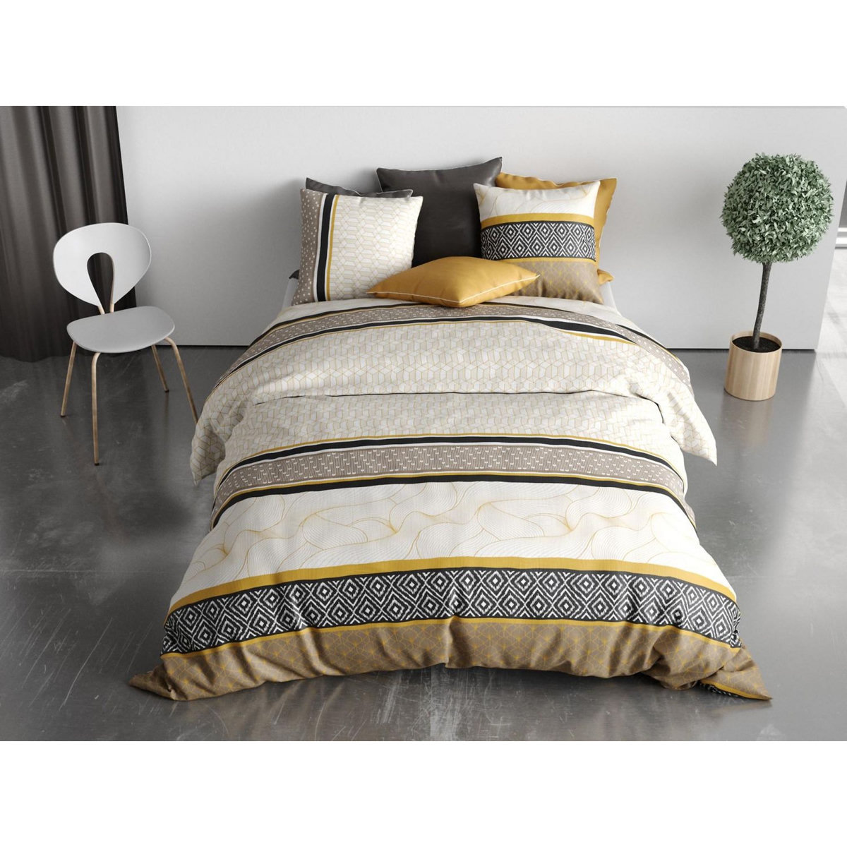 ATELIER DU COTON Parure housse de couette 100% coton 57fils carioca