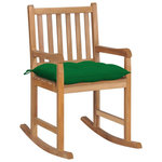 VIDAXL Chaise a bascule avec coussin vert Bois de teck solide
