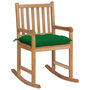 Voir la diapositive 1 : VIDAXL Chaise a bascule avec coussin vert Bois de teck solide