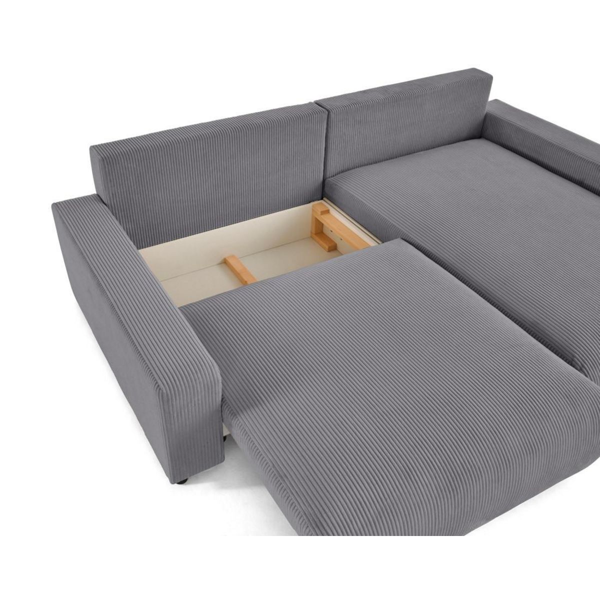 LISA DESIGN Pivoine - canapé d'angle 4 places réversible convertible avec 2 coffres en velours côtelé