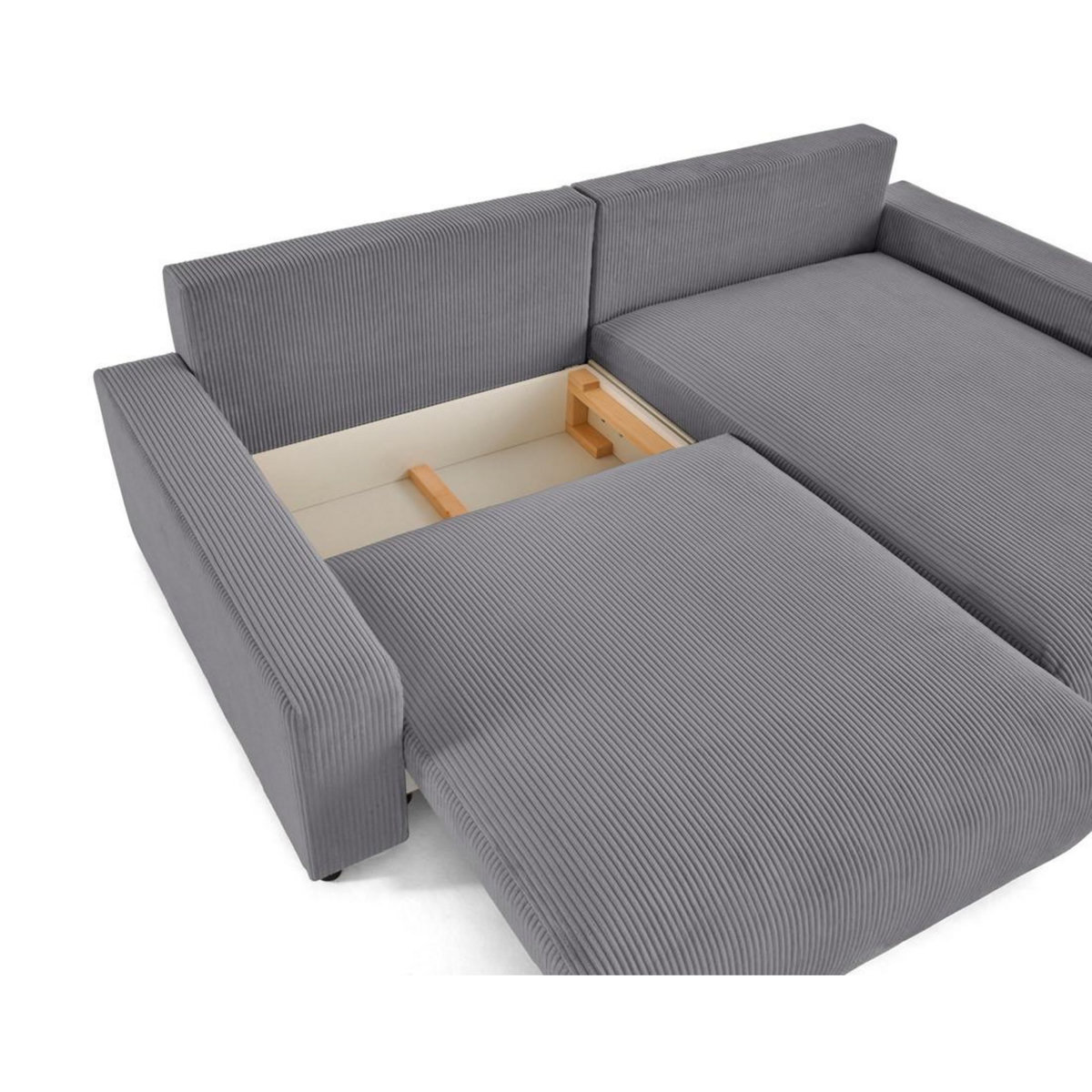 LISA DESIGN Pivoine - canapé d'angle 4 places réversible convertible avec 2 coffres en velours côtelé