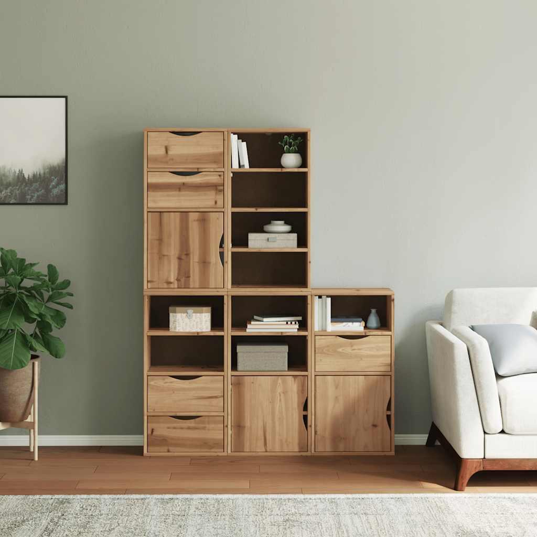 Voir la diapositive 3 : VIDAXL Armoires laterales 5 pcs ODDA 40x24x79 cm bois massif pin
