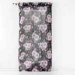 Paris Prix Rideau Voilage à Œillets  Velvet Flower  140x280cm Noir