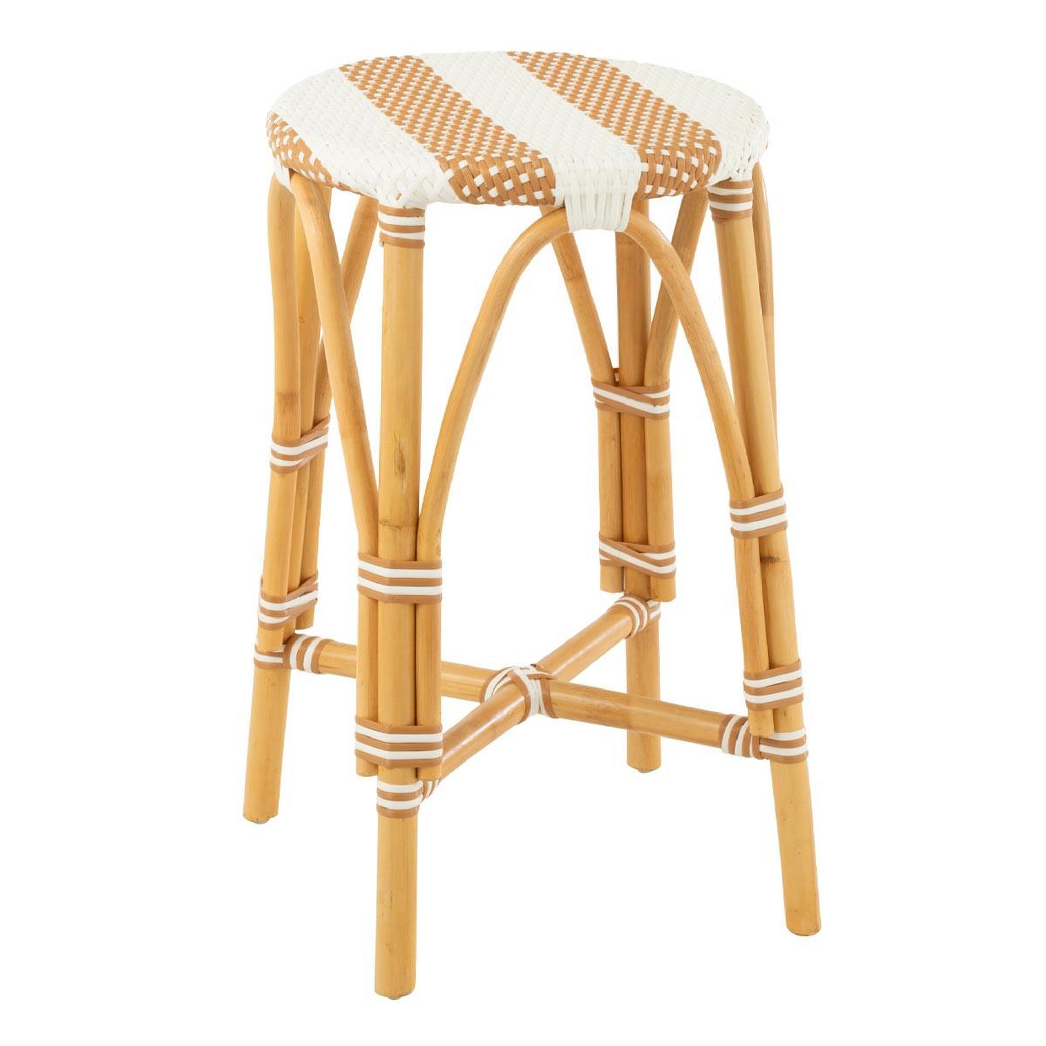 J-LINE Tabouret de bar en rotin  danial  65cm blanc