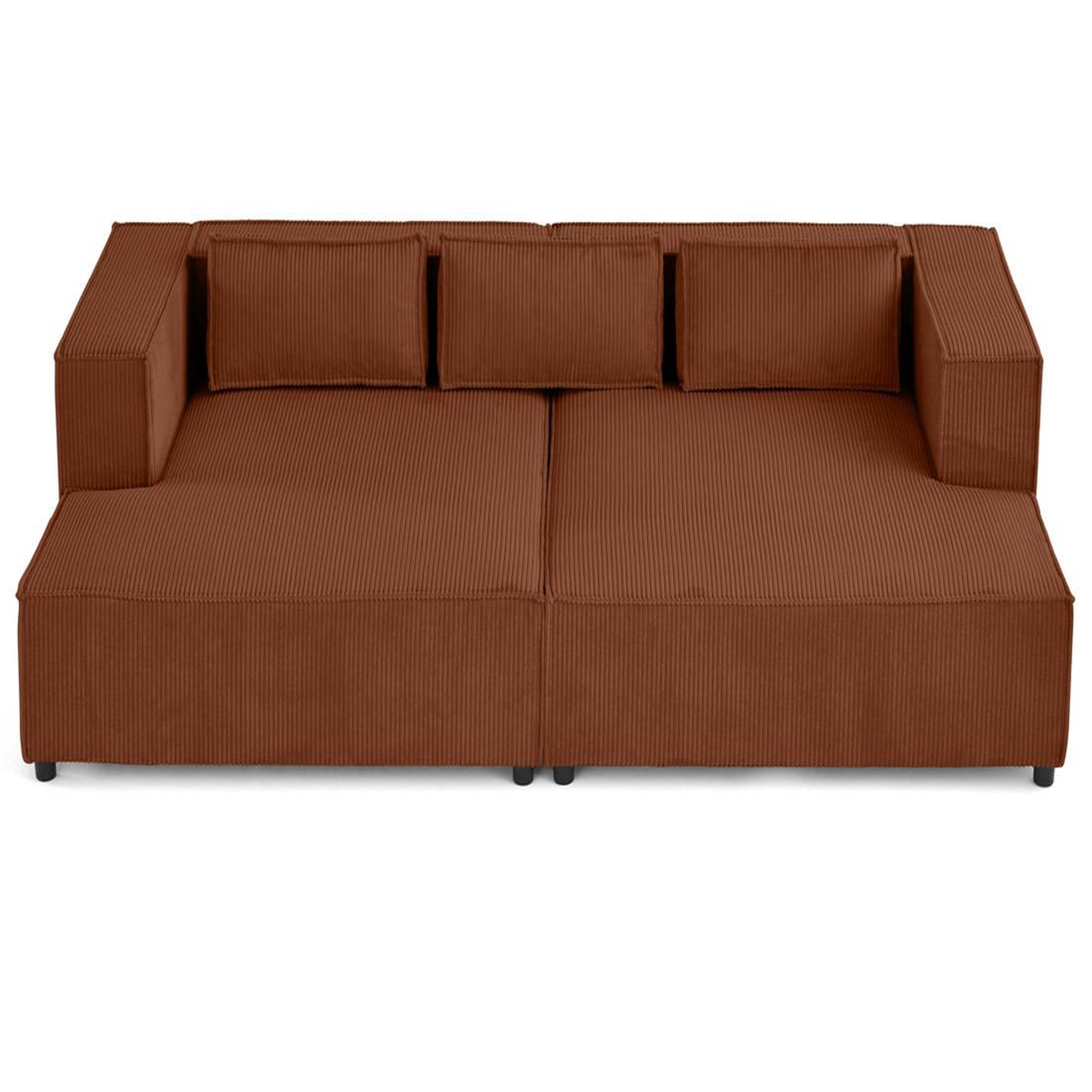 Voir la diapositive 3 : LISA DESIGN Stella - canapé droit 3 places avec double méridienne - assise profonde - en velours côtelé