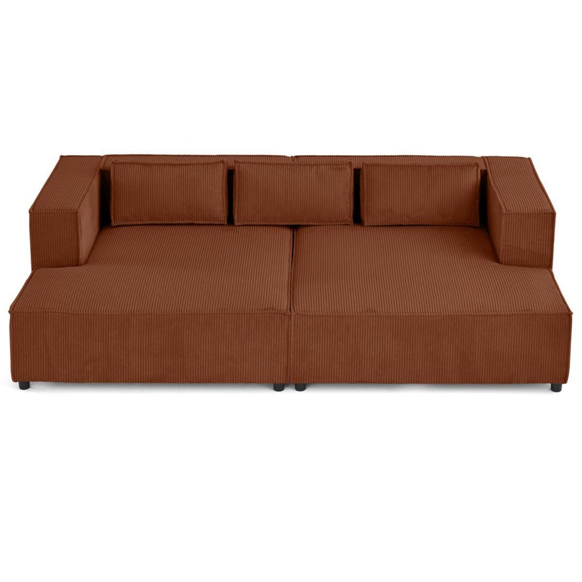 LISA DESIGN Stella - canapé droit 3 places avec double méridienne - assise profonde - en velours côtelé