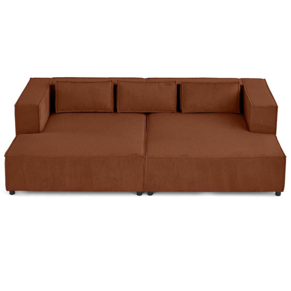 LISA DESIGN Stella - canapé droit 3 places avec double méridienne - assise profonde - en velours côtelé