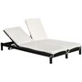 Voir la diapositive 1 : OUTSUNNY Bain de soleil transat 2 places - grand confort - dossier inclinable multi-positions - matelas fournis crème - résine tressée 4 fils noir