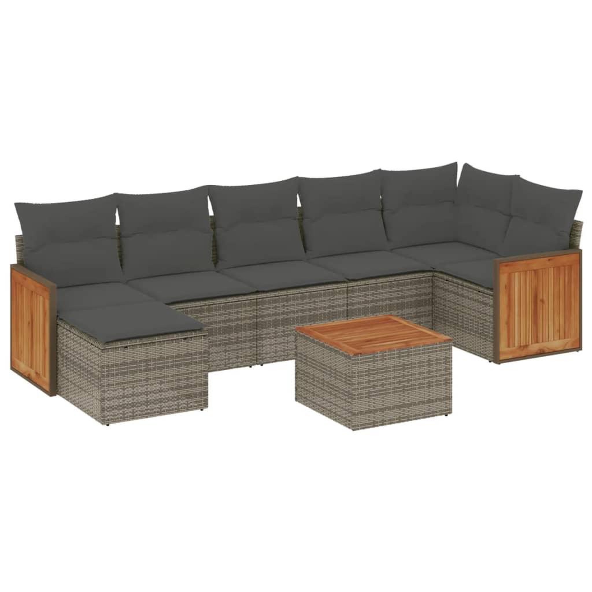 Voir la diapositive 2 : VIDAXL Salon de jardin 8 pcs avec coussins gris resine tressee