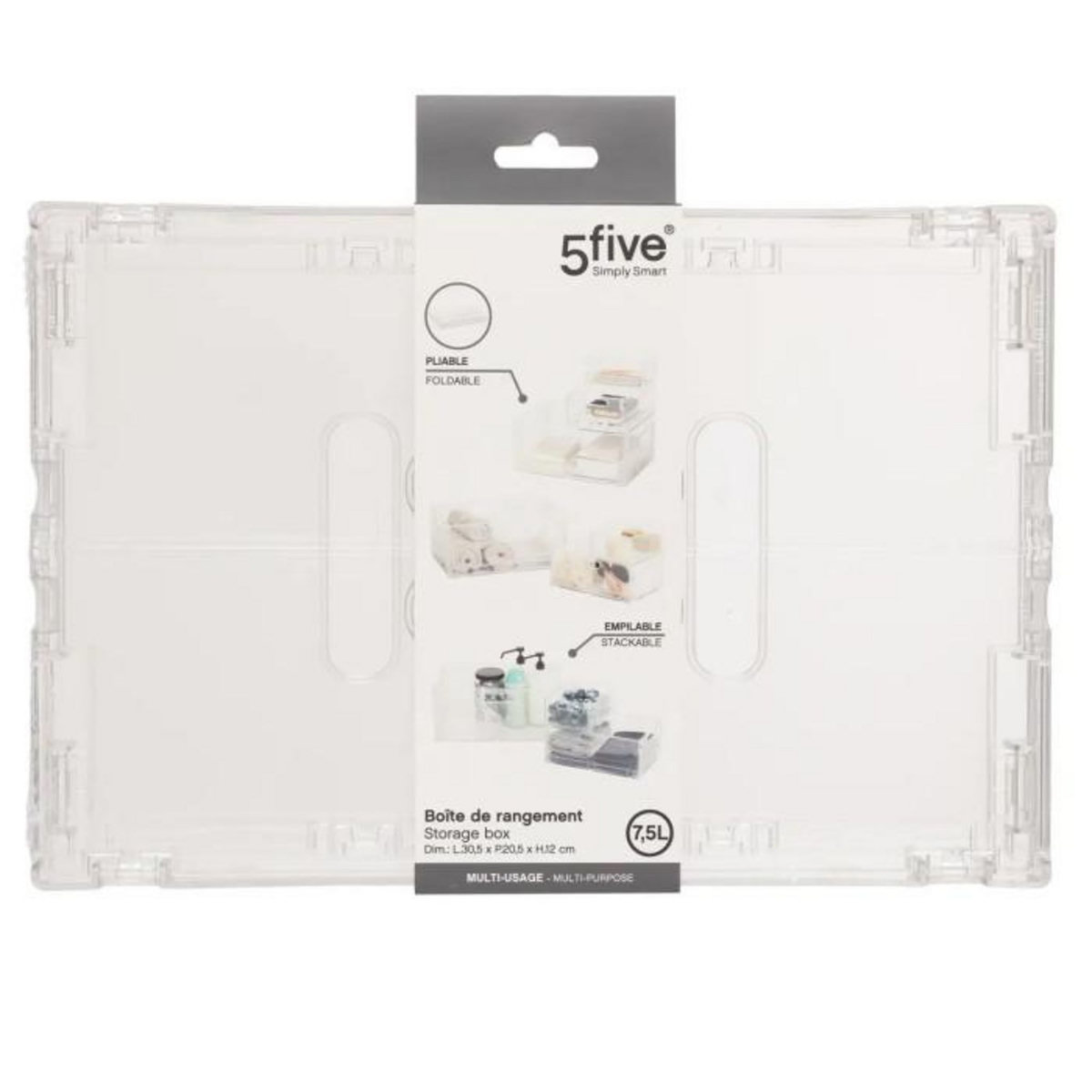 FIVE Boîte de Rangement Pliable  Fold'n  7,5L Transparent
