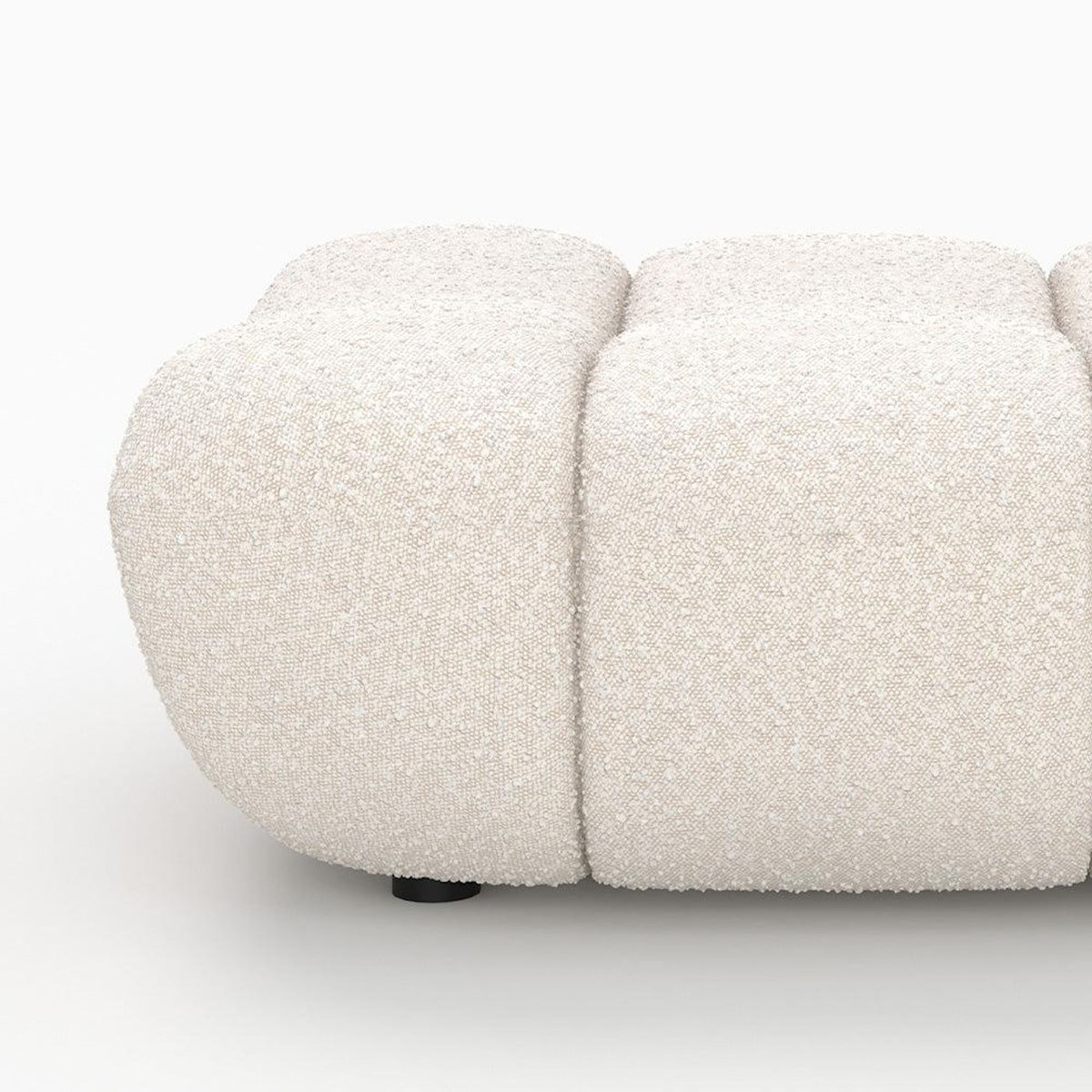 Rendez vous déco Pouf repose-pieds en tissu bouclé blanc-Teddy