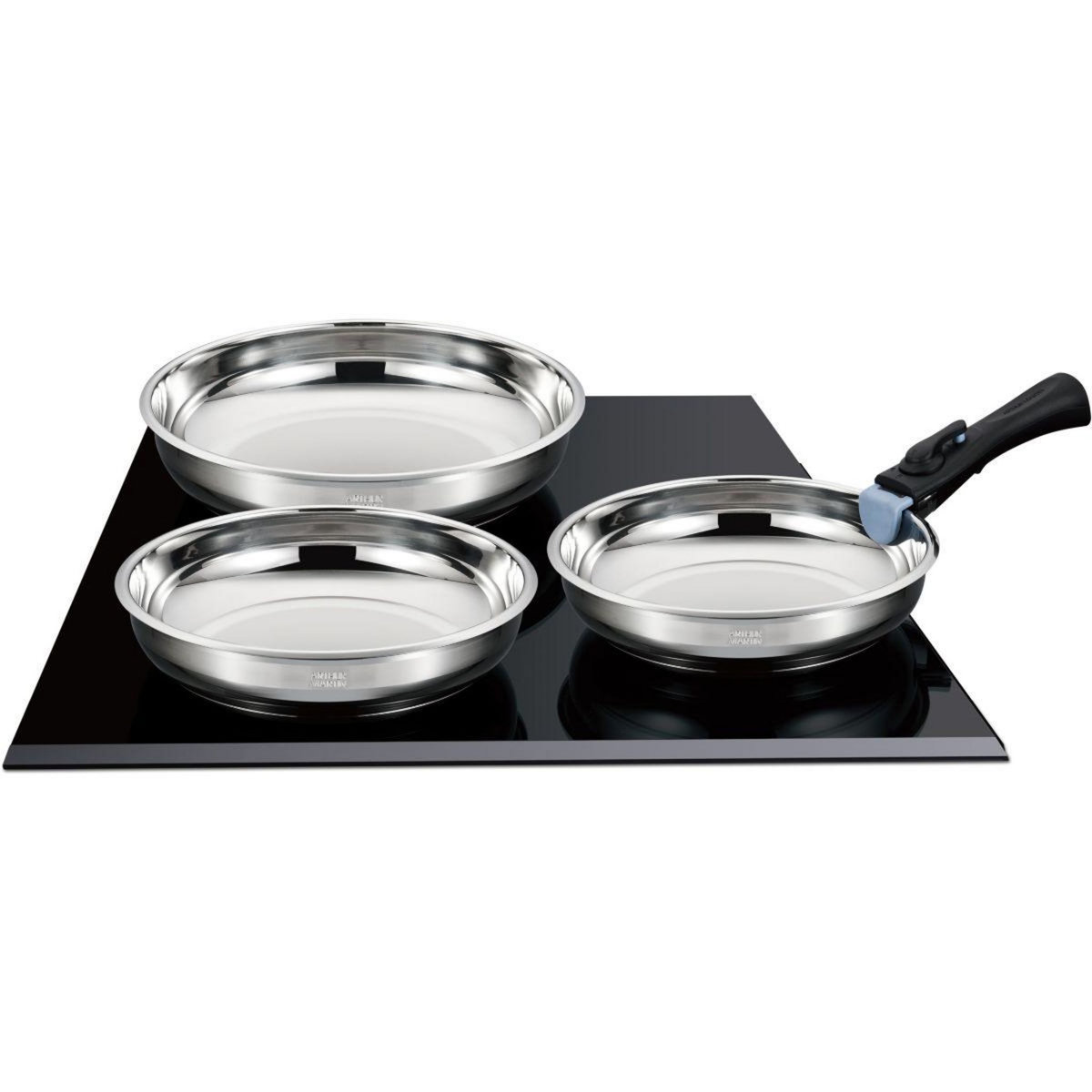 ELECTROLUX Batterie de cuisine de 3 poeles 20-24-26cm + 1 poignée