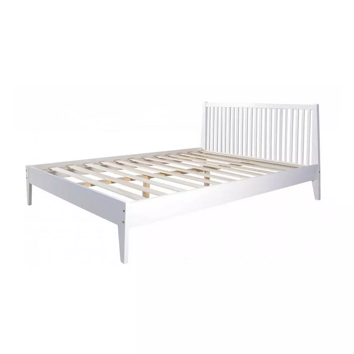 HomeStyle4U Lit double en bois massif 140x200cm blanc pin lit futon a lattes cadre de lit