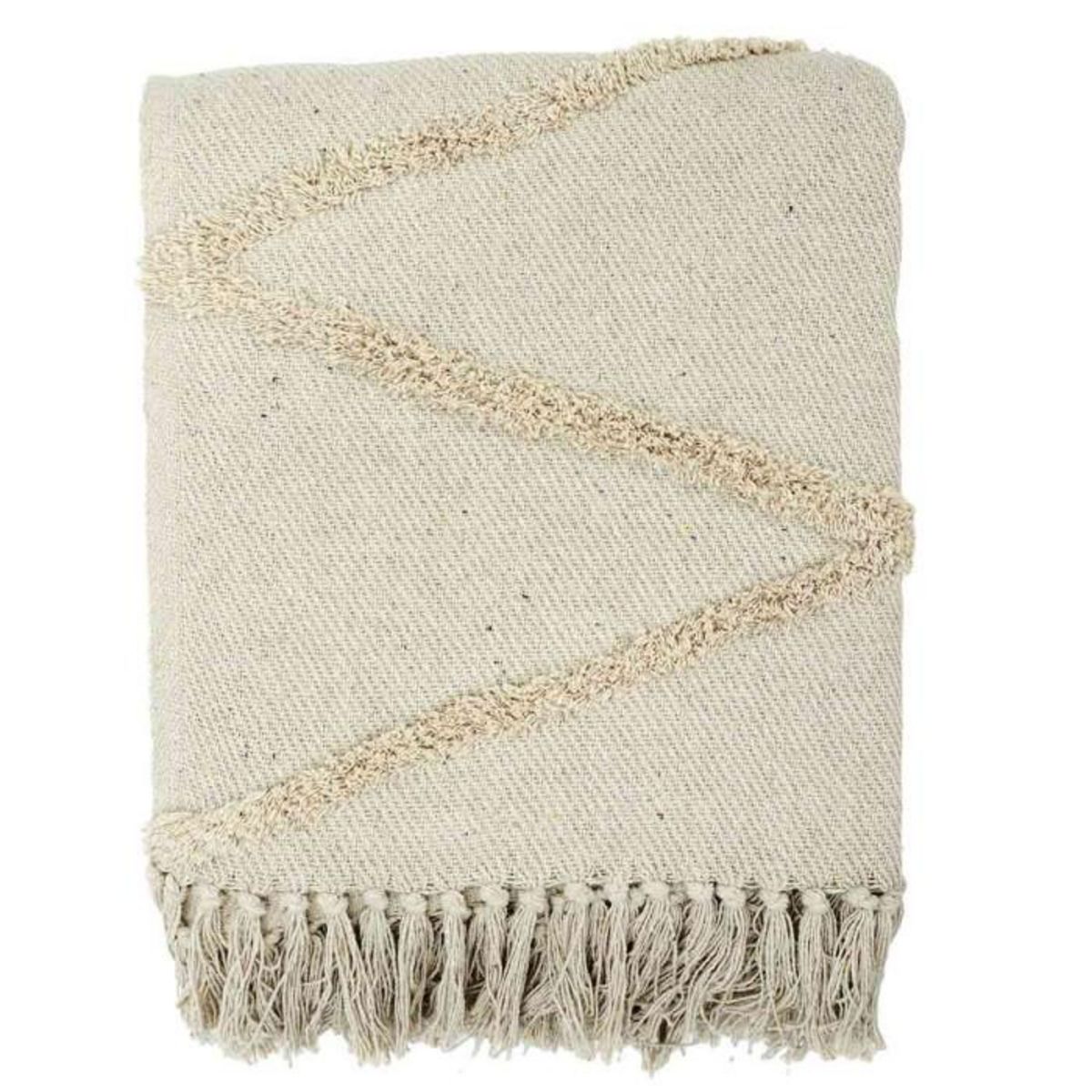 Paris Prix Plaid Ethnique  Relief Losange  120x150cm Écru