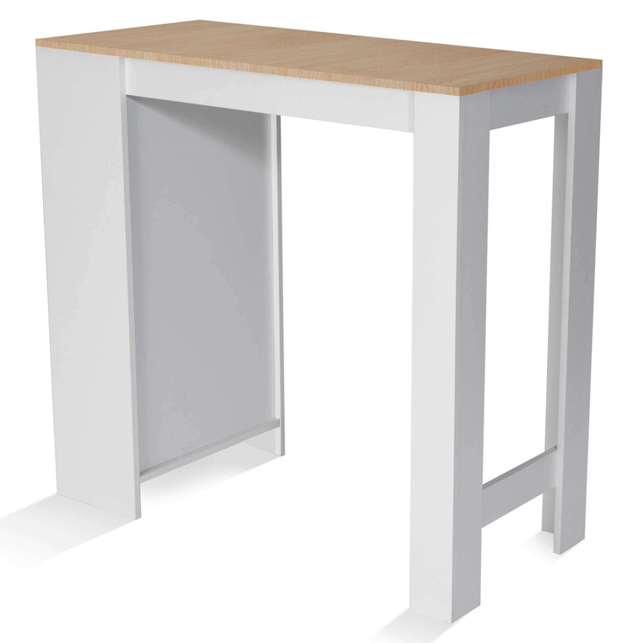 Voir la diapositive 3 : ID MARKET Table de bar barth 2 à 4 personnes bois blanc plateau façon hêtre